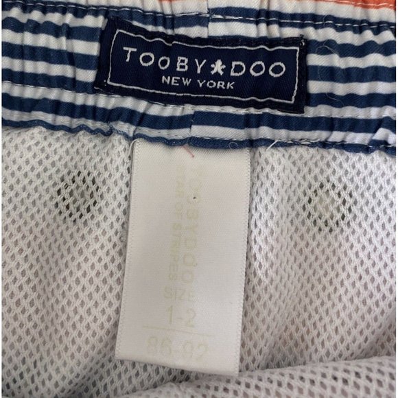 Tooby Doo boys Striped Swim Shorts Size 1-2  orange white, blue, lined beach $44 - Picture 4 of 7